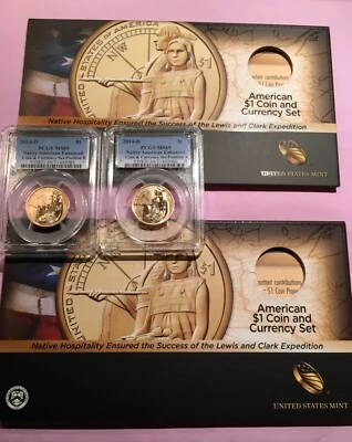 Two 2014-D Native American Enhanced Dollars- PCGS MS69 Position A & B With OGP - Image 1 of 4