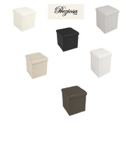POUF CONTENITORE ECOPELLE PREZIOSA RIGIDO BAULE POGGIAPIEDI COMODO MIS 30X30X30