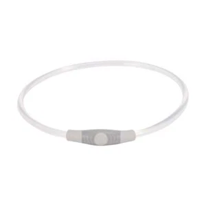Pet LED Safety Necklace Rechargeable High Visibility Easy to Attach White & Grey - Picture 1 of 5