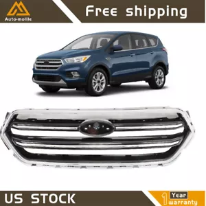 For 2017 2018 2019 Ford Escape Front Upper Bumper Grill Grille Black Chrome Trim - Picture 1 of 10