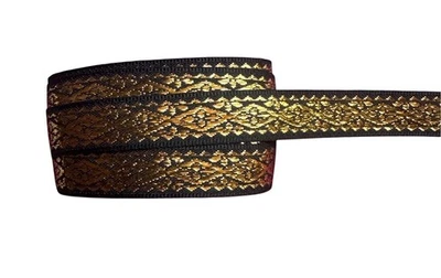 提花丝带,5/8 英寸黑色 – 金色,2 码 — 第 1/3 张图片