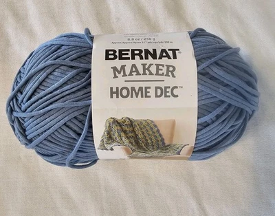 1 Skein Bernat Maker Home Dec Bulky #5 Yarn Steel Blue Cotton Nylon  317 yards - Image 1 of 4