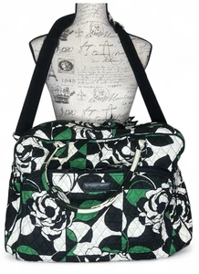 Vera Bradley Miller Tasche Imperial Rose Travel Weekend Tote grün schwarz weiß - Bild 1 von 16