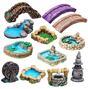 12 PCS Miniature Fairy Garden Accessories,Miniature Pond Lawn Garden Ornament - Picture 1 of 8