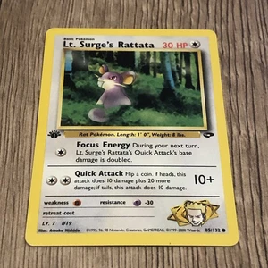 Pokemon TCG 85/132 Lt. Surge's Rattata Gym Challenge 1st Ed Common - Picture 1 of 6