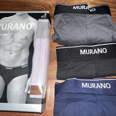 Calzoncillos para hombre Murano 3pk 100 % algodón negro/azul marino/gris talla XL Foto 1 de 3