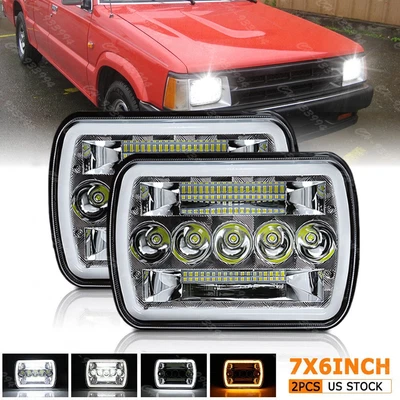 Faros LED 7x6" Hi/Lo Halo DRL para Mazda b2000 b2200 b2600 1986-1993 Foto 1 de 4