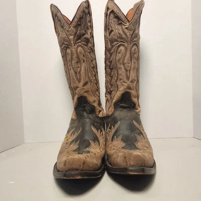 Bota de Vaquero Dan Post Para Hombre 9 Cuero Marrón Estilo Repujado DP2247 Punta Corta Foto 1 de 4