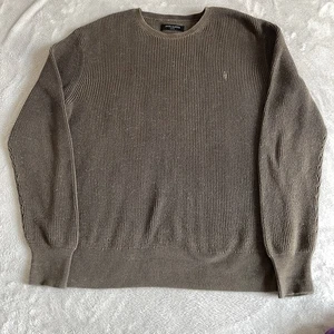 Jersey All Saints tejido gofre para hombre grande marrón algodón Ramskull cuello redondo - Imagen 1 de 13