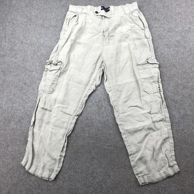 Pantalones Rachel Rachel Roy Para Mujer Grandes Beige Lino Carga Cintura Elástica Informales Foto 1 de 4