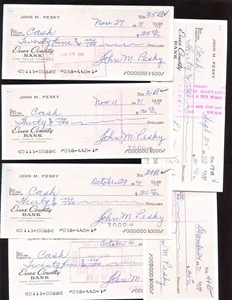 Six 1971/1972 John Pesky 2X Signed Personal Checks - Picture 1 of 2