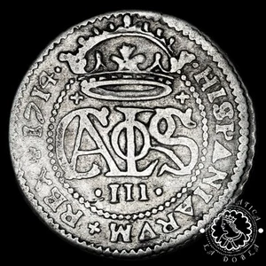 1714 - 2 REALES - Carlos III Pretendiente - Barcelona - MBC- - Picture 1 of 2