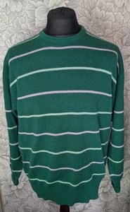 Pringle Of Scotland Pullover Club Collection reine Wolle grün gestreift Gr. Medium  - Bild 1 von 9