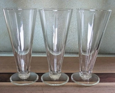 VTG Small Pilsner, Fluted, Cordial Glasses by Bormioli Rocco, Italy, Set/3  - Image 1 of 4