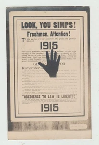 Vintage Real Photo Postcard Look You Simps Freshmen Attention 1915 - Picture 1 of 1