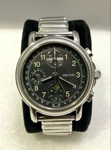 EPOS 3214 VJ7751 Triple Calendario Cronógrafo 38mm SS Usado De Japón - Imagen 1 de 10