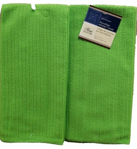 Set of 2 Same Microfiber Kitchen Towels (15"x25") GREEN COLOR, GR - Picture 1 of 6