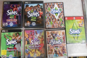 SIMS PC CD lot of 7 Nightlife 2 University 3 World Adventures computer games - Bild 1 von 1