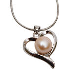 Pink Freshwater Pearl Heart Necklace Genuine pink champagne freshwater pearl