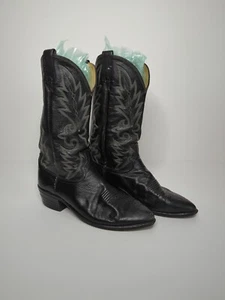 Dan Post Western Boots Cowboy Shoes Mens Size 9.5 D Black Leather Pull On - Imagen 1 de 9