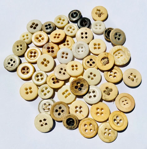 50 Antique VTG 1800s 4-Hole Lot China & Bone Underwear Buttons Civil War Era CW6 Cover