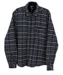 A.P.C. Gray & Blue Plaid Wool Button-Front Men's Overshirt Jacket XXL - Picture 1 of 6