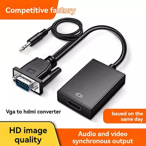 VGA To HDMI Converter 1080P HD Adapter Audio Video Output For HDTV Laptop PC TV - Bild 1 von 14