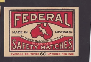 Ancienne étiquette allumettes paquet Australie BN27015 Federal Kangourou ave. 60 - Imagen 1 de 1