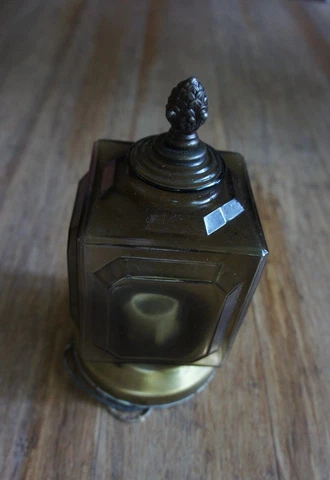 Vintage Amber Glass Carriage Style Ceiling Light acron finial THOMAS INDUSTRIES Cover