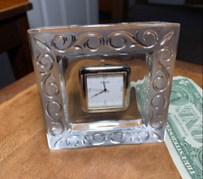 Marquis Waterford Square Desk Quartz Clock Solid Crystal Paperweight New Battery