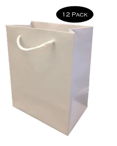 White Paper Gift Bags with Handles Medium Wedding 8 x 10 Premium Heavy Duty    - Picture 1 of 5