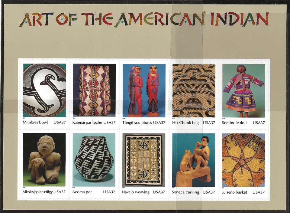 US Scott #3873, Souvenir Sheet 2004 Art of American Indian 37c VF MNH - Image 1 of 1