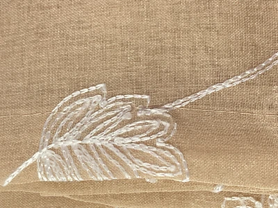 Tier Panels Window Curtains 2 pc 36 in L x 52 W Taupe Tan Embroidered Floral - Image 1 of 4