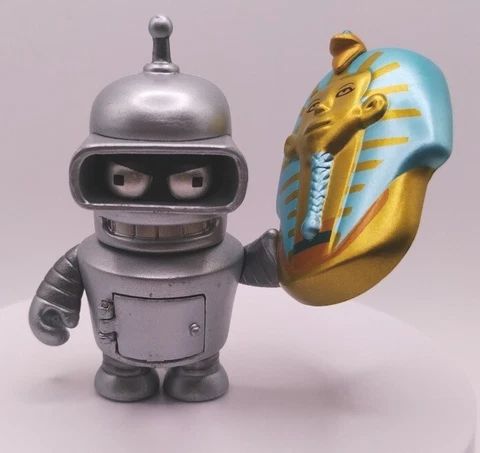 Kidrobot Futurama Universe X Metallic Bender Pharaoh Mask Chrome Robot Figure Cover