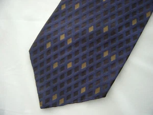NWT Donna Karan Signature Mens Silk Necktie Blue Gray & Gold Diamonds NEW - Bild 1 von 6