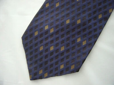 NUEVO CON ETIQUETAS Corbata de Seda Donna Karan Signature Para Hombres Azul Gris y Oro Diamantes NUEVA Foto 1 de 4