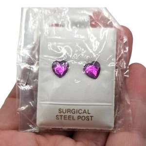 Lila Herz Ohrstecker Chirurgenstahl Pfosten - Bild 1 von 3