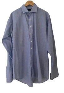 Boden Mens Blue Shirt Long Sleeve Button Down French Cuff Size Large Collar 16.5 - Picture 1 of 6