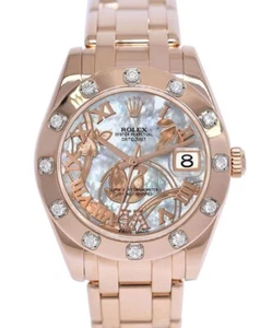 Rolex Pearlmaster 18k Rose Gold Goldust Dream MOP Diamond 34mm Watch 81315 - Picture 1 of 13