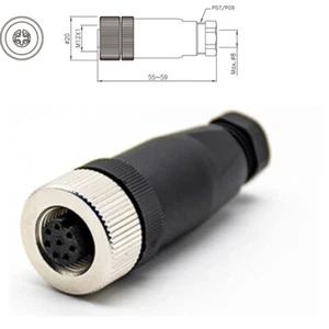 M12 Sensor Connector 8P 8Pin Female A Code Straight Wireable Connectors Plug - Zdjęcie 1 z 8