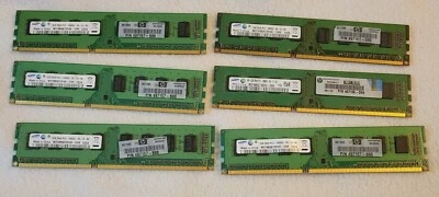 SAMSUNG 12GB (6x2gb) 2Rx8 PC3-10600u RAM Memory Used - Image 1 of 4