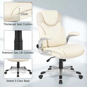 Costway Executive Office Chair Computer Desk Armchair Adjustable Height White - Picture 1 of 10