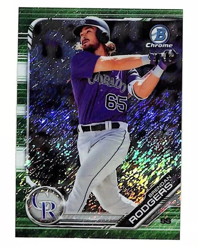 2019 Bowman Chrome Brendan Rodgers 41/99 verde cintilante cartão de novato Rockies - Imagem 1 de 1