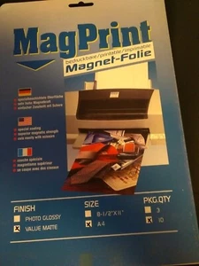 Bedruckbare Magnetfolien Mag Print A4 Pack mit 10 Stk Oberfläche Matt - Bild 1 von 1