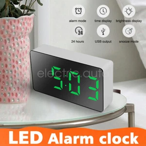 LED Desk Digital Clock Time Display Alarm Clock Dimmable Brightness Home Clock - Picture 1 of 19