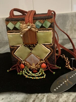 MARY FRANCES iPHONE HARDBODY BOX PURSE w/ MICRO BEADS + POLISHED GEM STONES NWT - Image 1 of 4