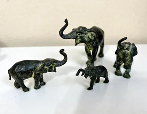 4 Austrian Antique Miniature Bronze Elephant Vintage Figurine Set Decor - Picture 1 of 14