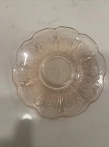 VINTAGE JEANETTE PINK CHERRY BLOSSOM DEPRESSION GLASS BERRY Plate 4 1/2” - Picture 1 of 2