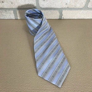 Ermenegildo Zegna Silk Tie Blue Silver Gray Striped Men's Necktie Italy 59" - Picture 1 of 7