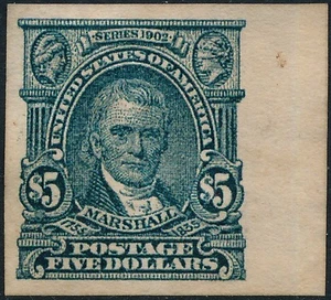 USA 1903, $5, John Marshall, Dark Green, UNKNOWN IMPERF. FORGERY STAMP. #A331 - Picture 1 of 2